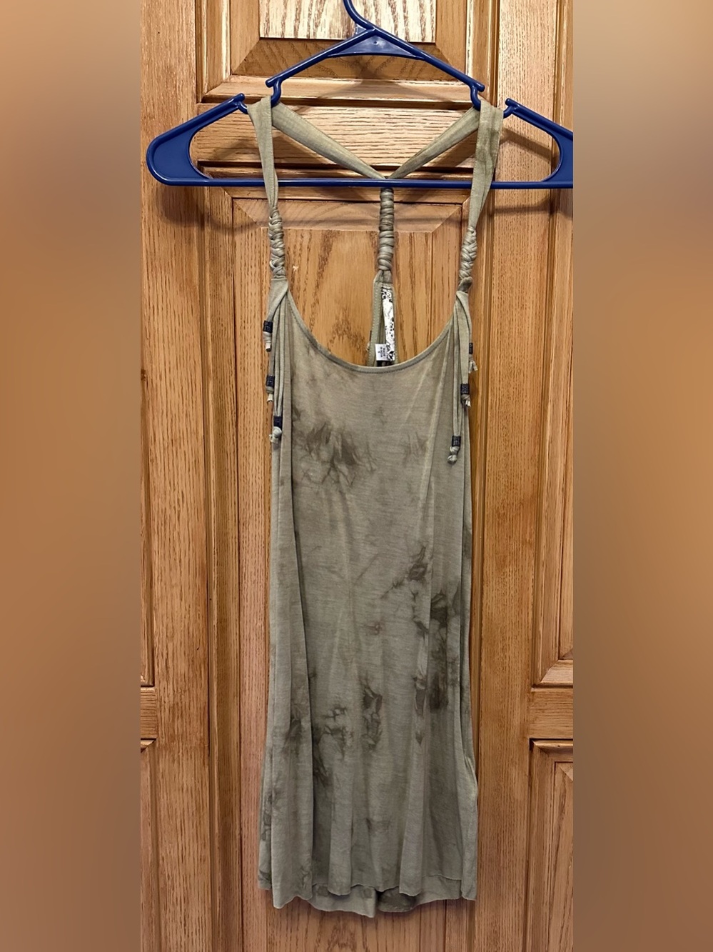 GUESS Olive Green Tie-Dye Camisole with Knotted Straps